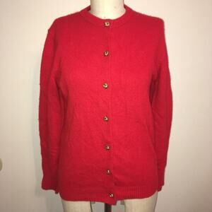 Neiman-Marcus Red 100% Cashmere Cardigan Sweater S